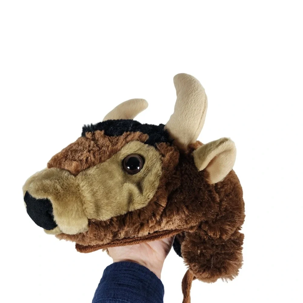 Bison Buffalo Bull Hat Plush Animal‎ Costume Ear Flap Winter Hat